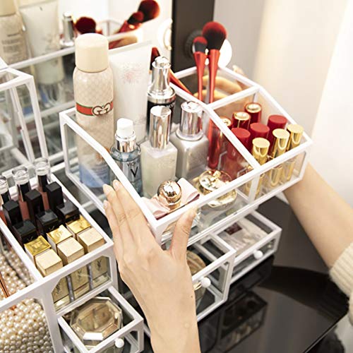 Zhao Li Titular de Cepillo del Maquillaje Organizador cosmético for encimeras de tocadores de Maquillaje a Prueba de Polvo de Gran Capacidad de Almacenamiento de Material de Cristal