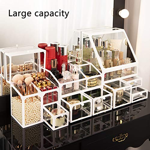 Zhao Li Titular de Cepillo del Maquillaje Organizador cosmético for encimeras de tocadores de Maquillaje a Prueba de Polvo de Gran Capacidad de Almacenamiento de Material de Cristal