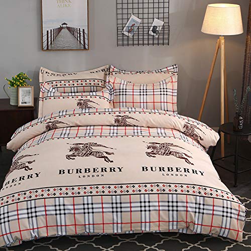 ZHAOCAI Espesar la Planta de Cama de Cachemir Lijado sábanas de Cuatro Piezas edredón de Estudiantes Dormitorio Conjunto de Tres Piezas Burberry 1.2m