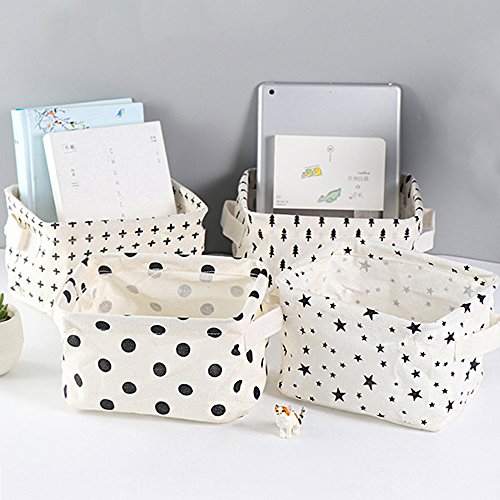 ZhengYue Cesta de Almacenamiento Organizador para Accesorios Electrónicos/Libros/Cosméticos/Algodón/Lino, 20x 15x 13cm