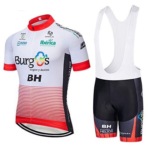 ZHLCYCL Traje Ciclismo Hombre, Maillot Ciclismo y Culotte Ciclismo con 5D Gel Pad para Verano Deportes al Aire Libre Ciclo Bicicleta, BH-White, L