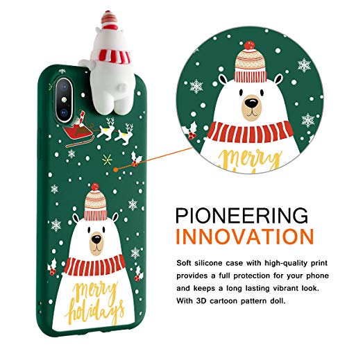 ZhuoFan Funda para iPhone SE 2020 / iPhone 7/8, Cárcasa Silicona 3D Muñecas con Dibujos Navidad Diseño Suave Gel TPU Antigolpes de Protector Case Fundas para Apple iPhone 7/8, Oso Polar 3