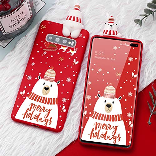 ZhuoFan Funda para Samsung Galaxy M20, Cárcasa Silicona 3D Muñecas con Dibujos Navidad Diseño Suave Gel TPU Antigolpes de Protector Case Fundas para Movil Samsung Galaxy M20, Oso Polar 1