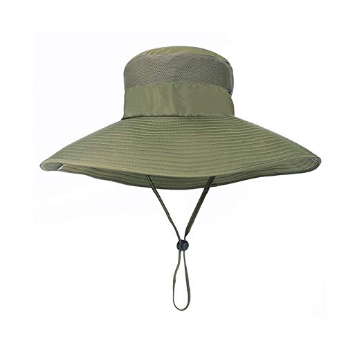 Zidao Sombrero al Aire Libre jardineros, Casquillo de la Pesca de Camuflaje Hombres Mujeres Sombrero de Verano al Aire Libre Sombra Protectora Cable de la Barbilla Ajustable,1