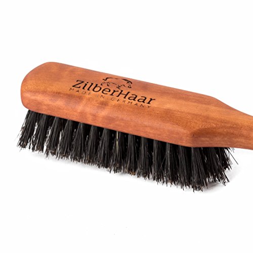 ZilberHaar - Cepillo para barba (cerdas blandas) | 100% cerdas de jabalí y madera de perlado alemana, funciona con todos los bálsamos y aceites para barba, fabricado en Alemania