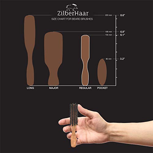 ZilberHaar - Cepillo para barba (cerdas blandas) | 100% cerdas de jabalí y madera de perlado alemana, funciona con todos los bálsamos y aceites para barba, fabricado en Alemania