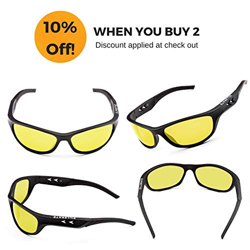 ZILLERATE GAFAS PARA CONDUCIR DE NOCHE hombre y mujer | Lentes amarillas polarizadas, evitan deslumbramientos y reflejos | CALIDAD SUPERIOR, montura de aluminio ligera, cómoda | Incluye estuche