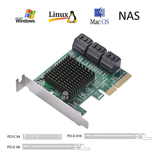 Ziyituod Tarjeta SATA de 6 Puertos con 6 Cables SATA,Non Raid, Controlador SATA de 6 Gbps, Tarjeta de expresión PCIe Express con Soporte de Perfil bajo, Compatible con 6 Dispositivos SATA 3.0(SA3006)