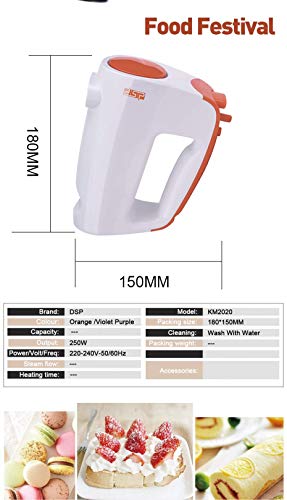 Zjcpow Batidora Manual eléctrica for Ajustable batidora de Mano Bata Hornear 6 Ajustes de Velocidad Batidora Turbo Jam buttonfor Cocina la Torta de Huevo revuelven el Crema de Alimentos xuwuhz