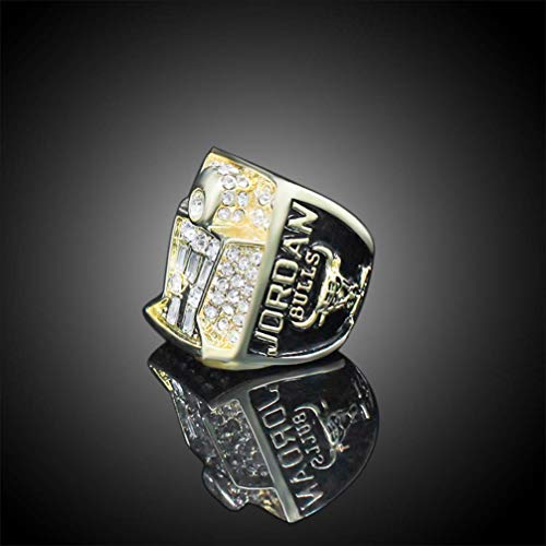 ZJL Europa Y América Anillos de Hombre, 1998 Año Europa Y América Nba Bulls Championship Anillo de Réplica Personalizado Acero Inoxidable Anillos de Diamantes para Hombre Objetos de Recuerdo Tamaño d