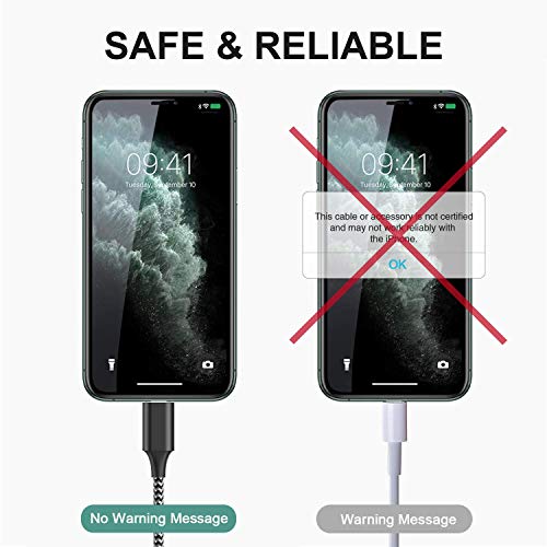 ZKAPOR Cable iPhone Cable Lightning [4Pack 0.3M 1M 2M 3M] Cargador iPhone Carga Rápida Trenzado de Nylon Compatible con Apple iPhone 11 Pro XS MAX XR X 8 Plus 7 Plus 6S 6 Plus 5 5S 5C SE, iPad-Negro