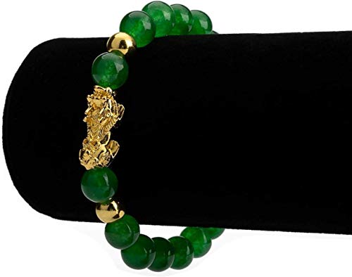 ZKZKK Pulsera Suerte, Grano Verde Riqueza Pulsera Feng Shui Wealth Bracelets Pulsera Pulsera con Oro Pi Xiu/pi Yao atraer abundancia y Buena Suerte Atraer abundancia y Buena Suerte