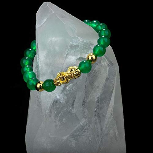 ZKZKK Pulsera Suerte, Grano Verde Riqueza Pulsera Feng Shui Wealth Bracelets Pulsera Pulsera con Oro Pi Xiu/pi Yao atraer abundancia y Buena Suerte Atraer abundancia y Buena Suerte