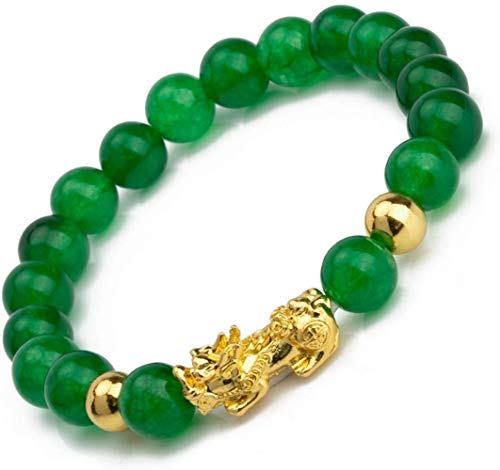 ZKZKK Pulsera Suerte, Grano Verde Riqueza Pulsera Feng Shui Wealth Bracelets Pulsera Pulsera con Oro Pi Xiu/pi Yao atraer abundancia y Buena Suerte Atraer abundancia y Buena Suerte