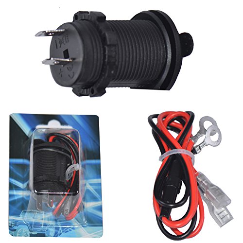 Zócalo del encendedor de cigarrillos, Enisina Waterproof Marine Grade 12V / 24V DC enchufe del encendedor de cigarrillos Outlet para Boat Motorbike Car, con cable de conexión de 0.6 m