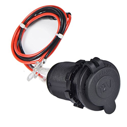 Zócalo del encendedor de cigarrillos, Enisina Waterproof Marine Grade 12V / 24V DC enchufe del encendedor de cigarrillos Outlet para Boat Motorbike Car, con cable de conexión de 0.6 m