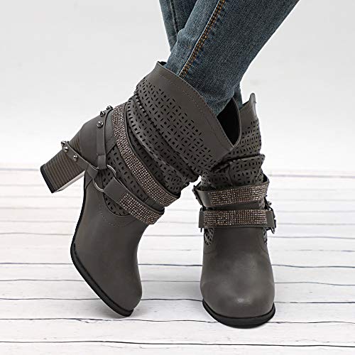 ZODOF Botas De Mujer De Moda Rojo OtoñO E Invierno Moda Mujer Navidad Boots Botines Scrub Thick Heel Lady Boots