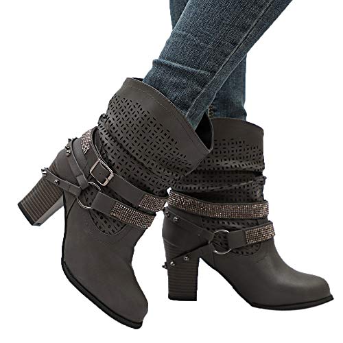 ZODOF Botas De Mujer De Moda Rojo OtoñO E Invierno Moda Mujer Navidad Boots Botines Scrub Thick Heel Lady Boots