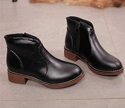 ZODOF Botas de Mujer Zapatos de Remaches de Mujer Botines de Cuero con Plataforma Redonda Botines Navidad con Cordones