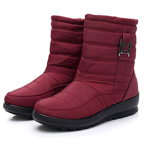 ZODOF Botas de Nieve para Mujer Mujeres Calientes de Invierno Botas para la Nieve Botas Casuales para Mujer Botines cálidos Botas de Mediana Edad