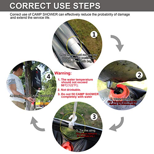 Zoeson Ducha Solar, Ducha Portatil, Bolsa De Ducha Para Camping Y Senderismo (20L)