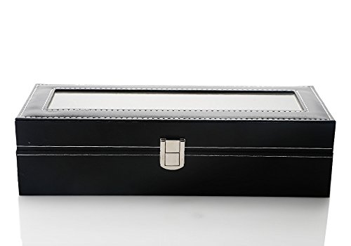 ZOGIN Caja de Almacenamiento de Reloj / Soporte de Exhibición de Relojes para Guardar 6 Pulseras o Relojes, Color Negro