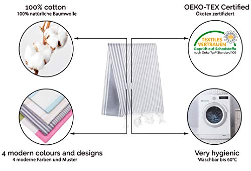 ZOLLNER Toalla Playa Pareo Mujer, 90x170 cm, algodón, azúl