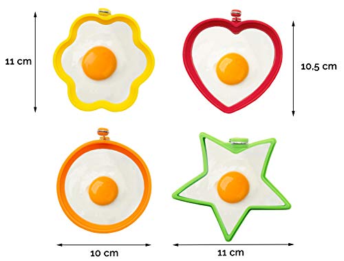 ZOLLNER24 4 moldes de Silicona para Huevos fritos y Tortitas, 4 Formas Distintas