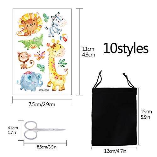 Zoo Tatuajes De Animales 10 Hojas Tatuajes Temporales con Temática Animal Body Art Tatuajes a Prueba De Agua para Niños Sirena Tatuajes Infantiles Tatoos Tatuajes Pegatinas para piñata (1)