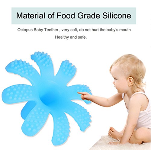 ZOSHING Mordedor Bebé,Anillo de Dentición,Pulpo Juguete y el 100% BPA de Silicona de Mordedor Gratis (Verde)