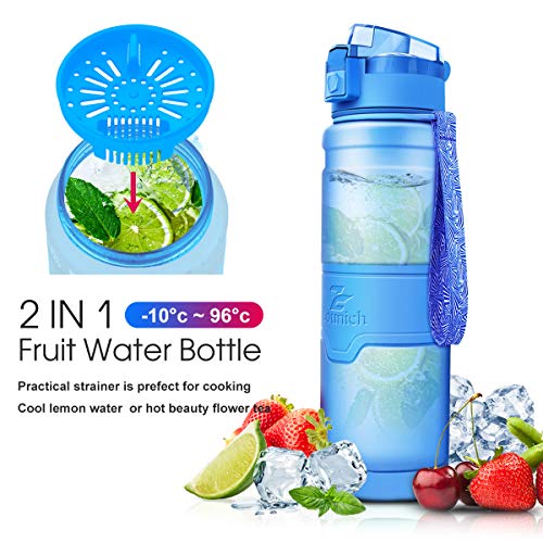 ZOUNICH Botella Agua Deporte Botellas Agua Niños sin BPA, Reutilizable Tritan Plástico Ecologica con Filtro, 400ml/500ml700ml/1l, Cantimploras para Gimnasio, Bicicleta, Colegio, Oficina, Viajes