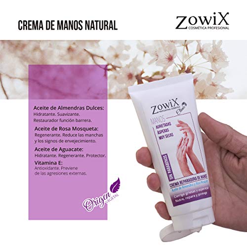 ZOWIX Crema de manos reparadora, antiedad y antiarrugas. Para manos AGRIETADAS y ÁSPERAS. Anti envejecimiento y ultra hidratante con Rosa de Mosqueta. Sin Parabenos. 100 ml.