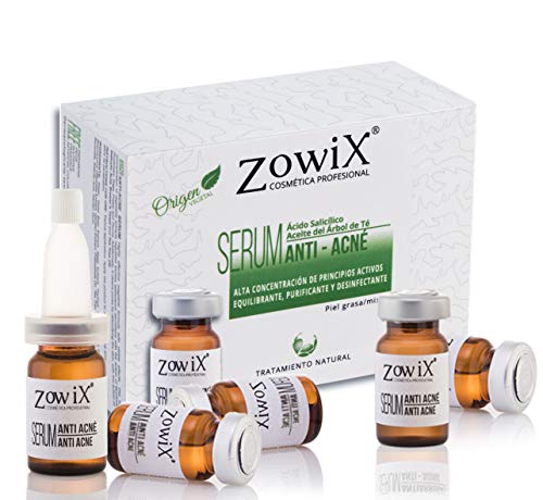 ZOWIX Tratamiento Anti Acne con Acido Salicílico. Serum facial contra el acne que reduce Espinillas, Puntos Negros y Granos. Natural para Acne juvenil y adulto.60 ml.
