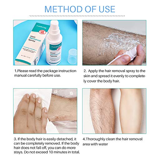 ZSGG Spray depilatorio - Ingredientes naturales de aloe, no irritante para todo tipo de piel Spray depilatorio suave pero de acción rápida para mujeres y hombres (50 ml)