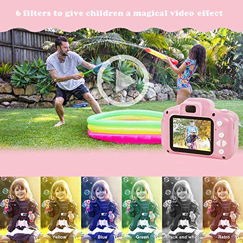 ZStarlite Cámara Digital para Niños, 1080P 2.0"HD Selfie Video Cámara Infantil, Regalos Ideales para Niños Niñas de 3-10 Años, con Tarjeta TF 32 GB, Lector de Tarjetas (Rosa)