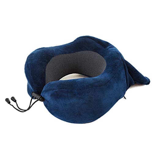 ZUEN Almohada De Viaje Almohada En Forma De U, De Espuma De Memoria Lenta Recuperación En Forma De U Almohada Higroscópico Y Curva De Doble Arco Transpirable Soporte 3D Cuello Almohada,Azul