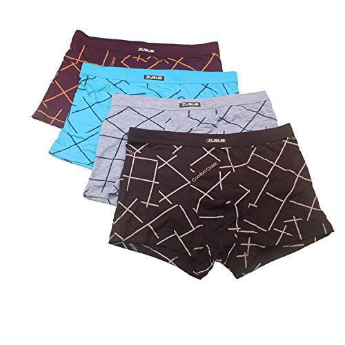 Zusue 4-Pack(XL) Pack Ropa Interior para Hombre Calzoncillos Boxer AlgodóN Sudor Absorbente De Seda De Hielo Respirable CóModo Sexy Ropa Interior De Cuatro Esquinas(Z27)