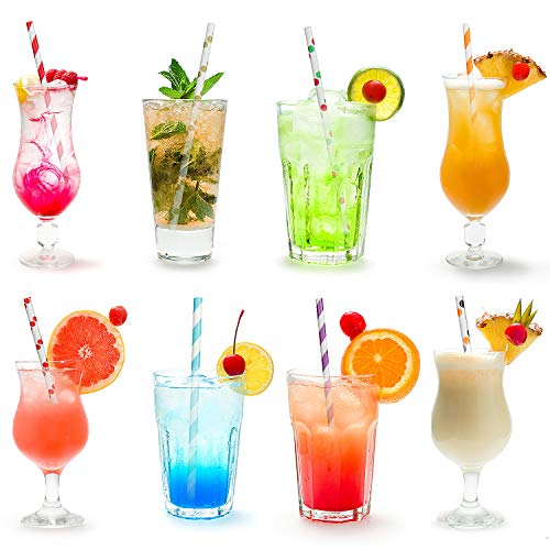 ZWOOS 200 Pcs Pajitas de Papel, Pajitas de Papel Biodegradables para Fiestas Navideñas, Cumpleaños, Bodas,Celebraciones(8 Colores)