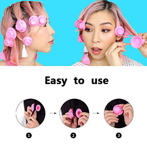 ZWOOS 30 Pcs Rulos para el Pelo de Silicona, Flexibles Rizador Pelo, Sin Calor Suaves Bigudies Pelo, Sin Clip Rodillos Para El Cabello Accesorios, 2 Tamaño