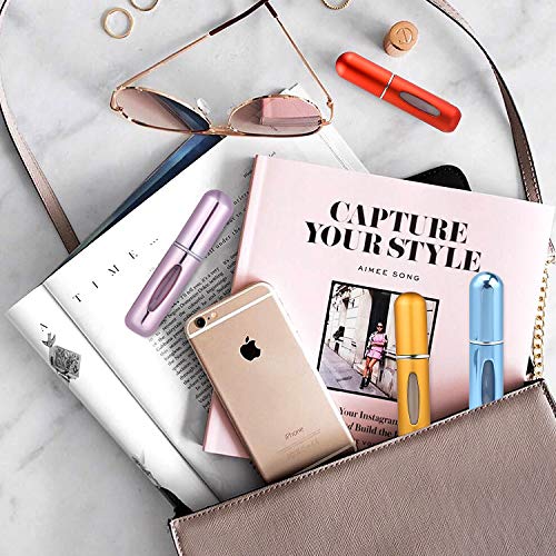 ZWOOS 4 Pieza Atomizador Perfume Recargable, 5ml Botella Vacío Pulverizador Viaje en Bolso, Bomba Recargable Perfume Spray Frasco