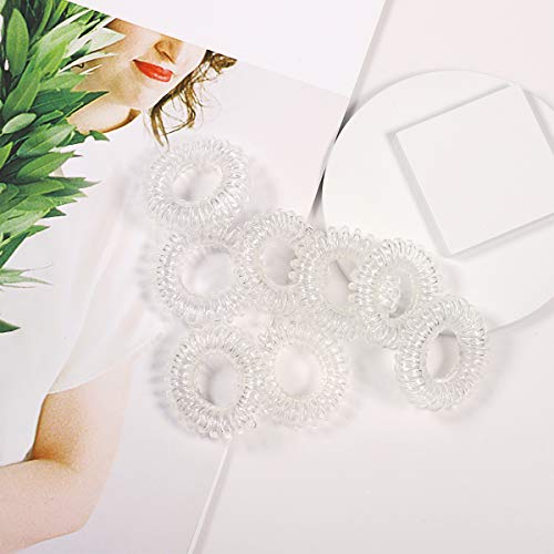 ZWOOS 50 Piezas Gomas del pelo Transparentes, Cintas para el cabello en espiral, Lazos para el cabello en Bobina para Mujeres y Niñas - Diámetro: 30 mm, Espesor: 10 mm