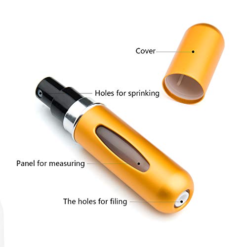 ZWOOS Atomizador de Perfume, 5 ml Botella Vacío de Perfume de Viaje Pulverizador Bomba Recargable Dosificador de Perfume Spray Frasco (4 pieza)