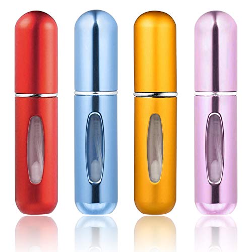 ZWOOS Atomizador de Perfume, 5 ml Botella Vacío de Perfume de Viaje Pulverizador Bomba Recargable Dosificador de Perfume Spray Frasco (4 pieza)