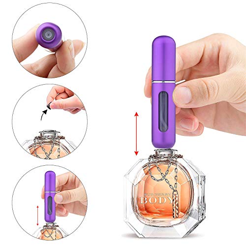 ZWOOS Atomizador Perfume Recargable, 5 Pieza Atomizador del Perfume, 5ml Botella Vacío Pulverizador Viaje en Bolso, Bomba Recargable Perfume Spray Frasco