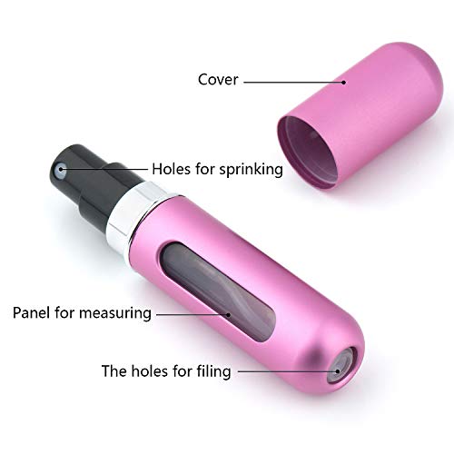 ZWOOS Atomizador Perfume Recargable, 5 Pieza Atomizador del Perfume, 5ml Botella Vacío Pulverizador Viaje en Bolso, Bomba Recargable Perfume Spray Frasco