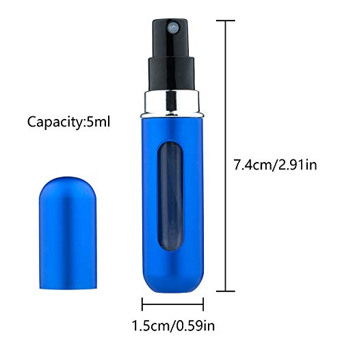 ZWOOS Atomizador Perfume Recargable, 5 Pieza Atomizador del Perfume, 5ml Botella Vacío Pulverizador Viaje en Bolso, Bomba Recargable Perfume Spray Frasco