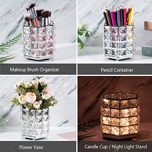 ZWOOS - Organizador de brochas de Maquillaje，Cristal Cosmético Almacenamiento Organizador para Cejas, lápices, Makeup Brush y Herramientas (Silber Silver)