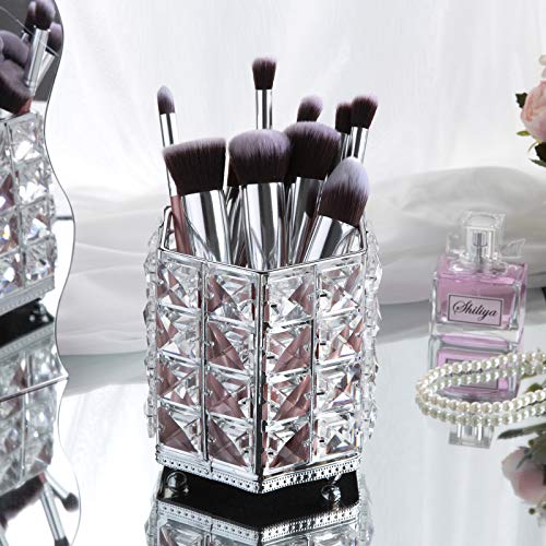 ZWOOS - Organizador de brochas de Maquillaje，Cristal Cosmético Almacenamiento Organizador para Cejas, lápices, Makeup Brush y Herramientas (Silber Silver)