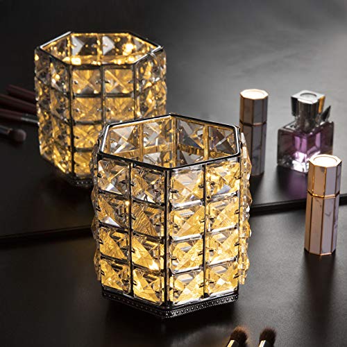 ZWOOS - Organizador de brochas de Maquillaje，Cristal Cosmético Almacenamiento Organizador para Cejas, lápices, Makeup Brush y Herramientas (Silber Silver)