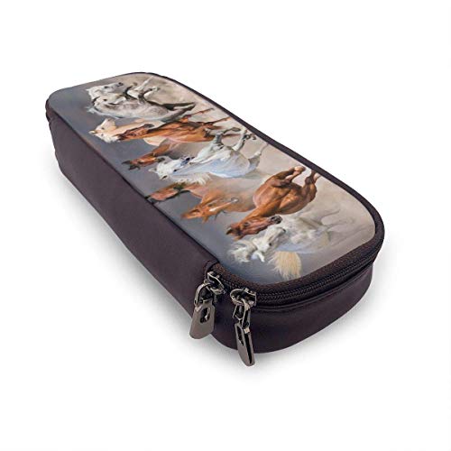 ZYWL Oficina y papelería Bolígrafos, lápices y útiles de escritura Estuches Alphabetical Ferret Leather Pencil Case with Zipper,8 X 3.5 X 1.5 Inch Microfiber PU Leather Stationery Art Supplies College
